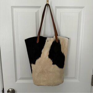Madewell Shoulder Tote Bag in Cow Print Calf Hair